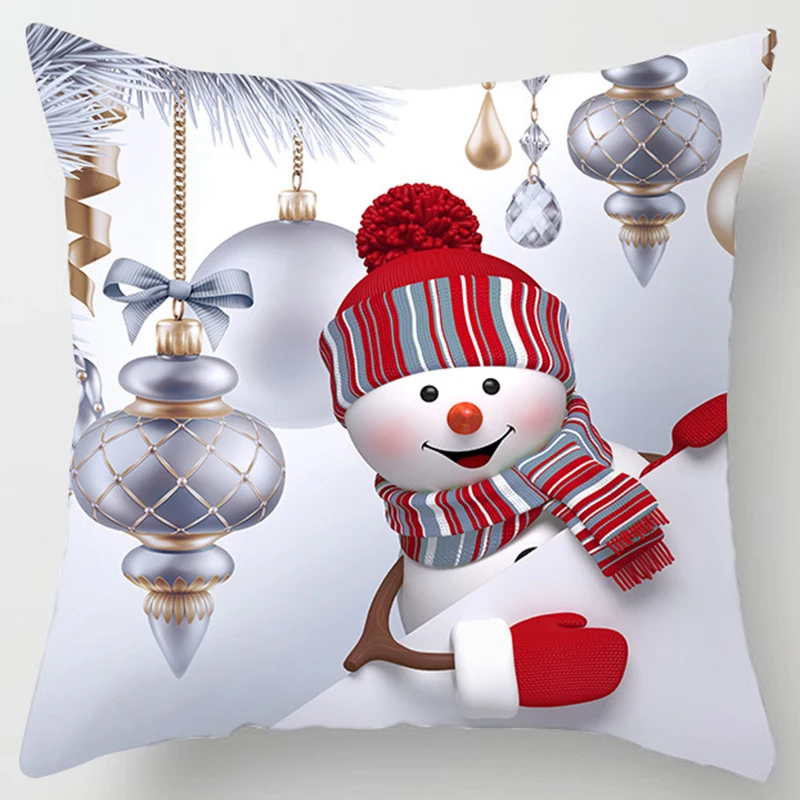 

3D Snowman Cushion Cover 45X45cm Santa Claus Throw Pillow Case Christmas Decorations For Bedroom Living Room Car Sofa Home Decor