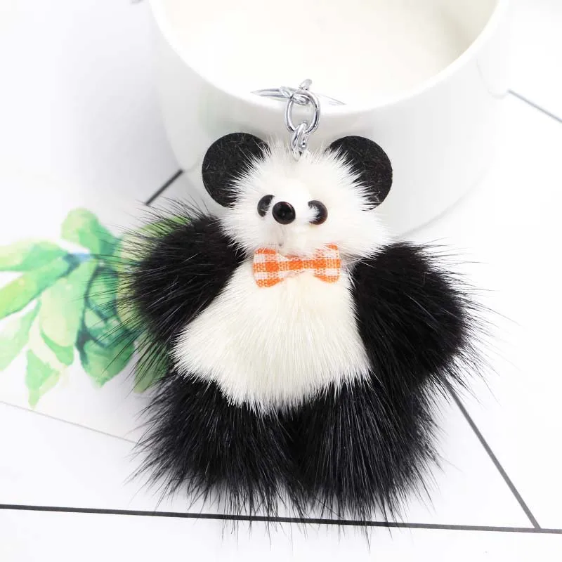 Новинка модный брелок с милой пандой мягкие брелки шариком из натурального меха