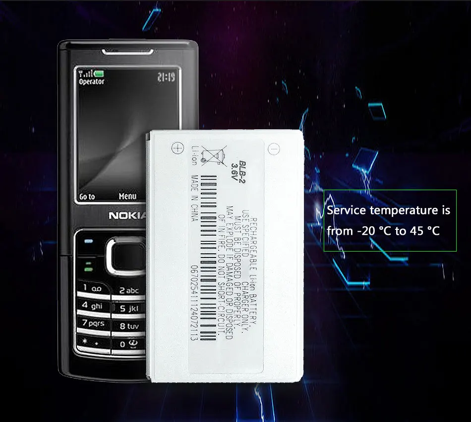 Ykaiserin мобильного телефона Батарея BLB-2 800mAh для Nokia 3610 6500 6510 6590 6590i 7650 8210 8250 8270 8290 8310 8390 8850 BLB 2