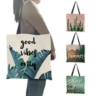 Летние Новые тропические зеленые экологически чистые складные сумки для покупок, женские повседневные сумки-тоуты, сумка через плечо, кошелек, уличная пляжная сумка