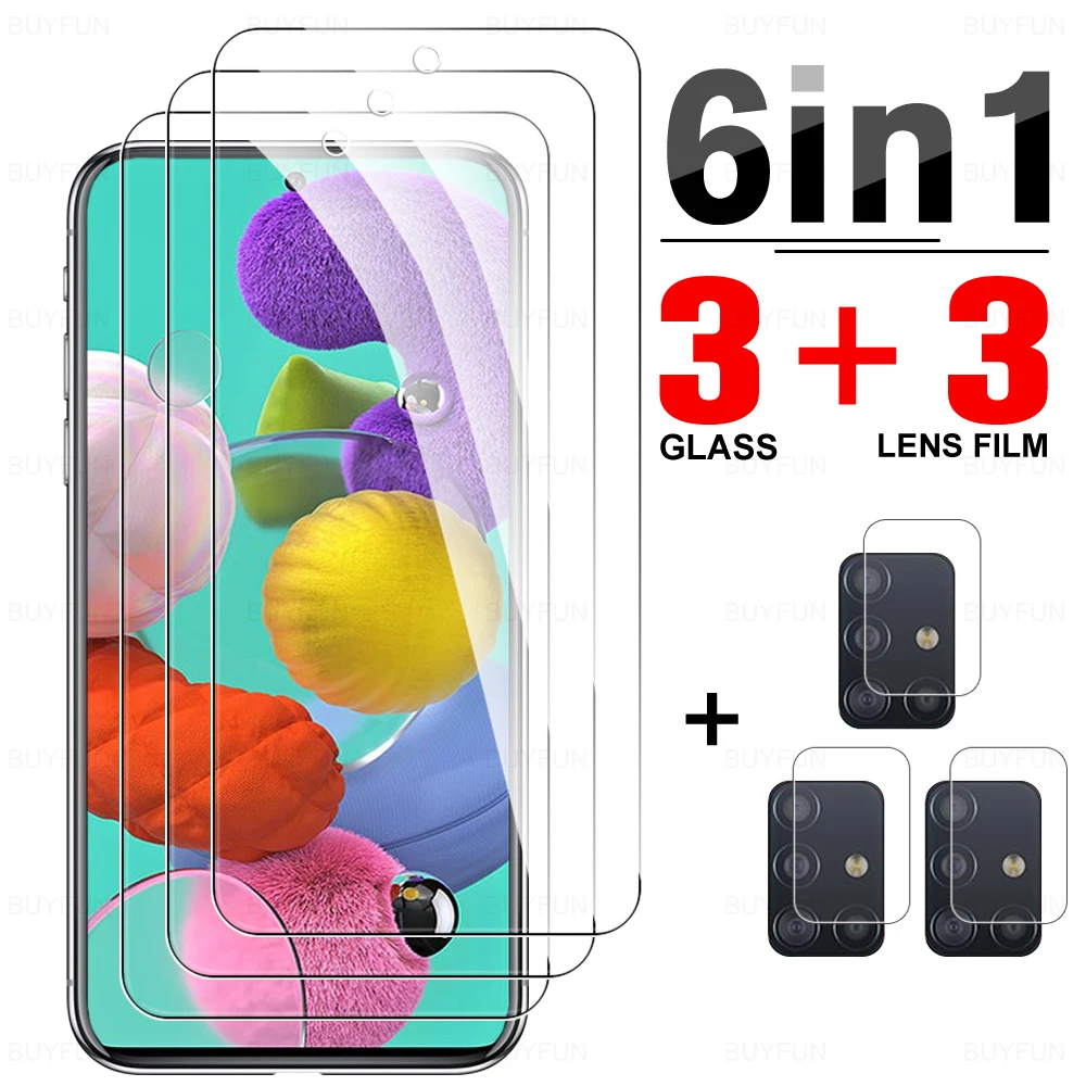 

6-in-1 Glass Film For Samsung Galaxy A02 A02s Screen Protector For Galaxy A12 A32 4G A32 5G A42 A52 A70 A70s A71 A72 Lens Film