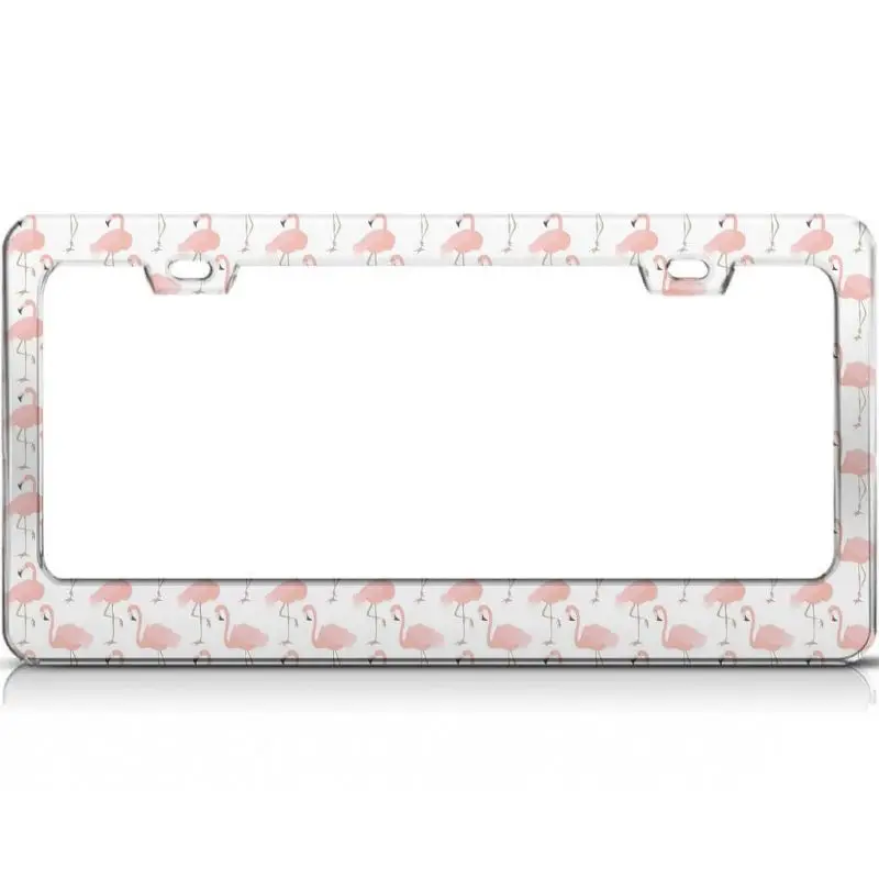 

Peceeta Pink Flamingos License Plate Frame 2 Holes 1 Frame Matte Aluminum Weather-Proof Theft-Proof Frames white 16x31cm"]