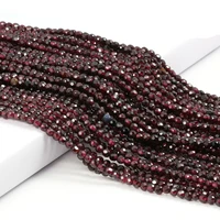 2 3mm natural faceted red garnet stone fine gemstones loose beads diy accessories for jewelry necklace bracelet making 38cm