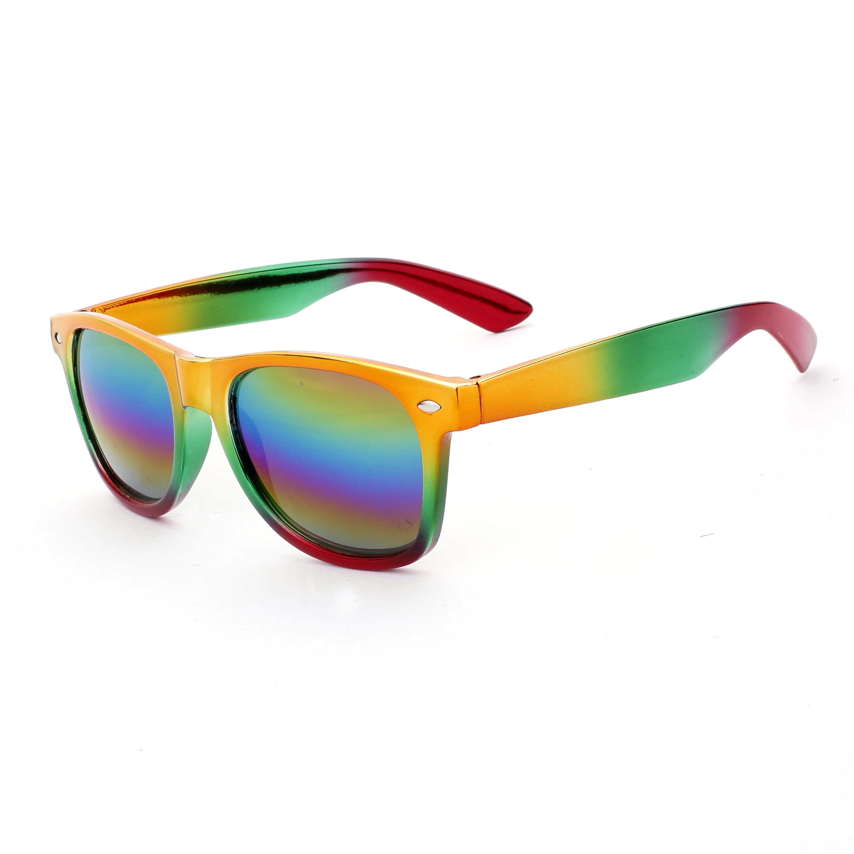 Радужные пластиковые очки с гальваническим покрытием модные солнцезащитные