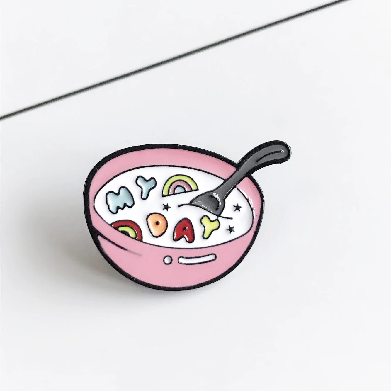 Мультфильм брошь для женщин мой день молочных зерен розовая миска Броши Эмаль Pin