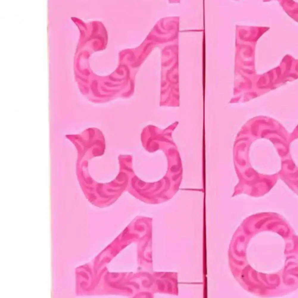 

2Pcs/Set Fondant Molds Non-stick Portable Healthy Number Silicone Molds Ice Cube Tray Baking Fondant Moulds for Home