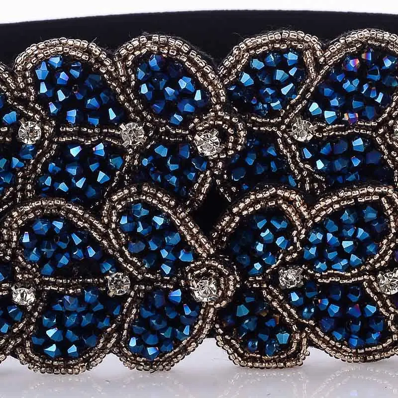 Элегантный Пояс Ручной работы синий черный бисерный аксессуар для платья