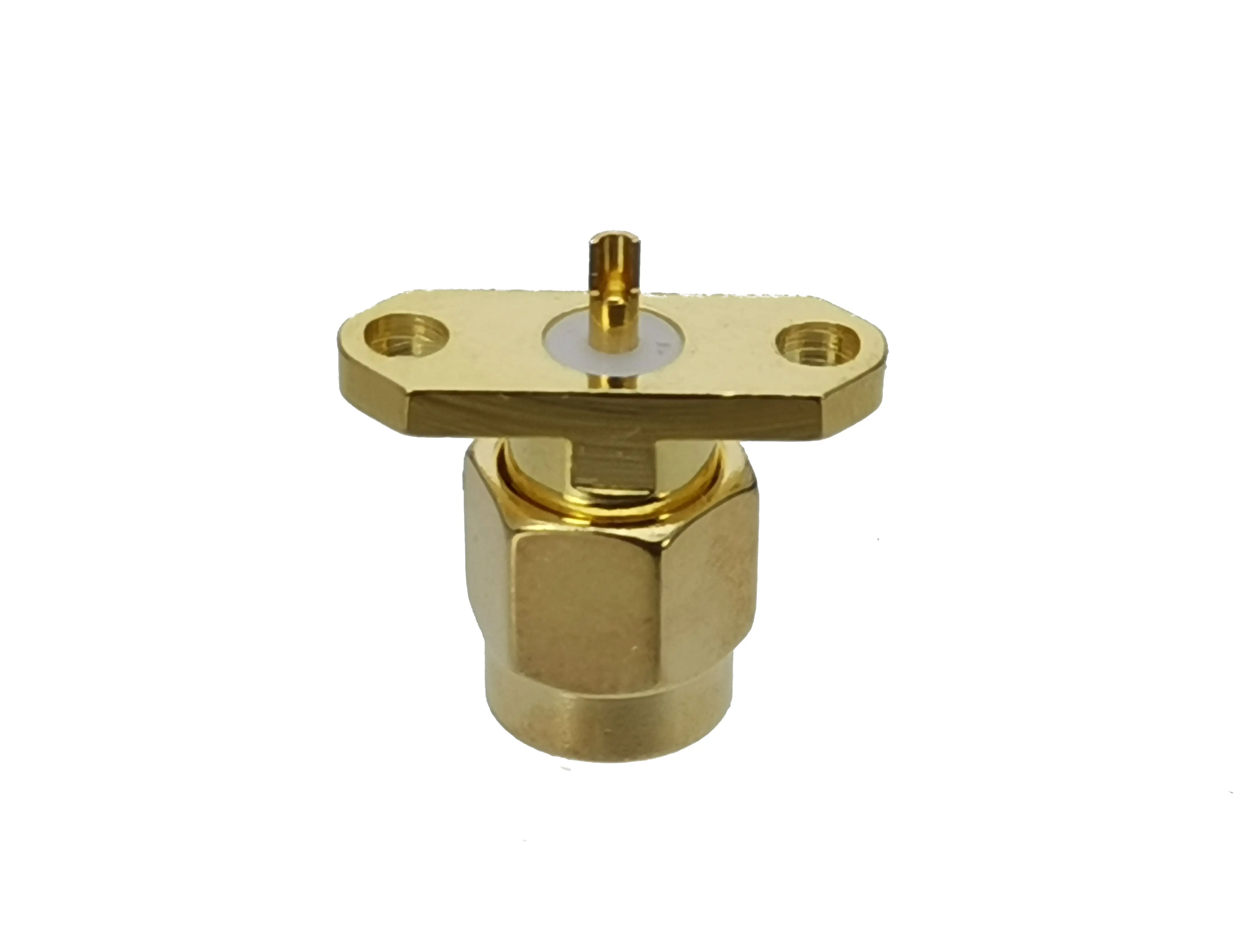 Штекерный центральный разъем SMA с 2 отверстиями фланцевое крепление паяльный