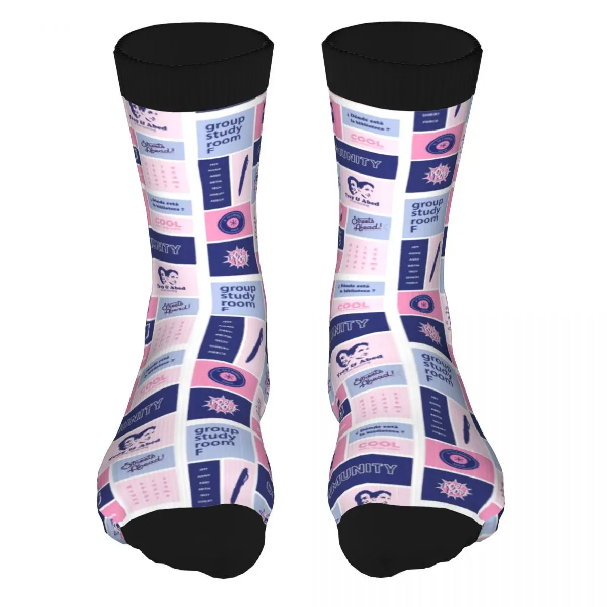 

Community Collage Pink Blue Socks Men 5% Spandex Awesome Middle Tube Thick New Arrival