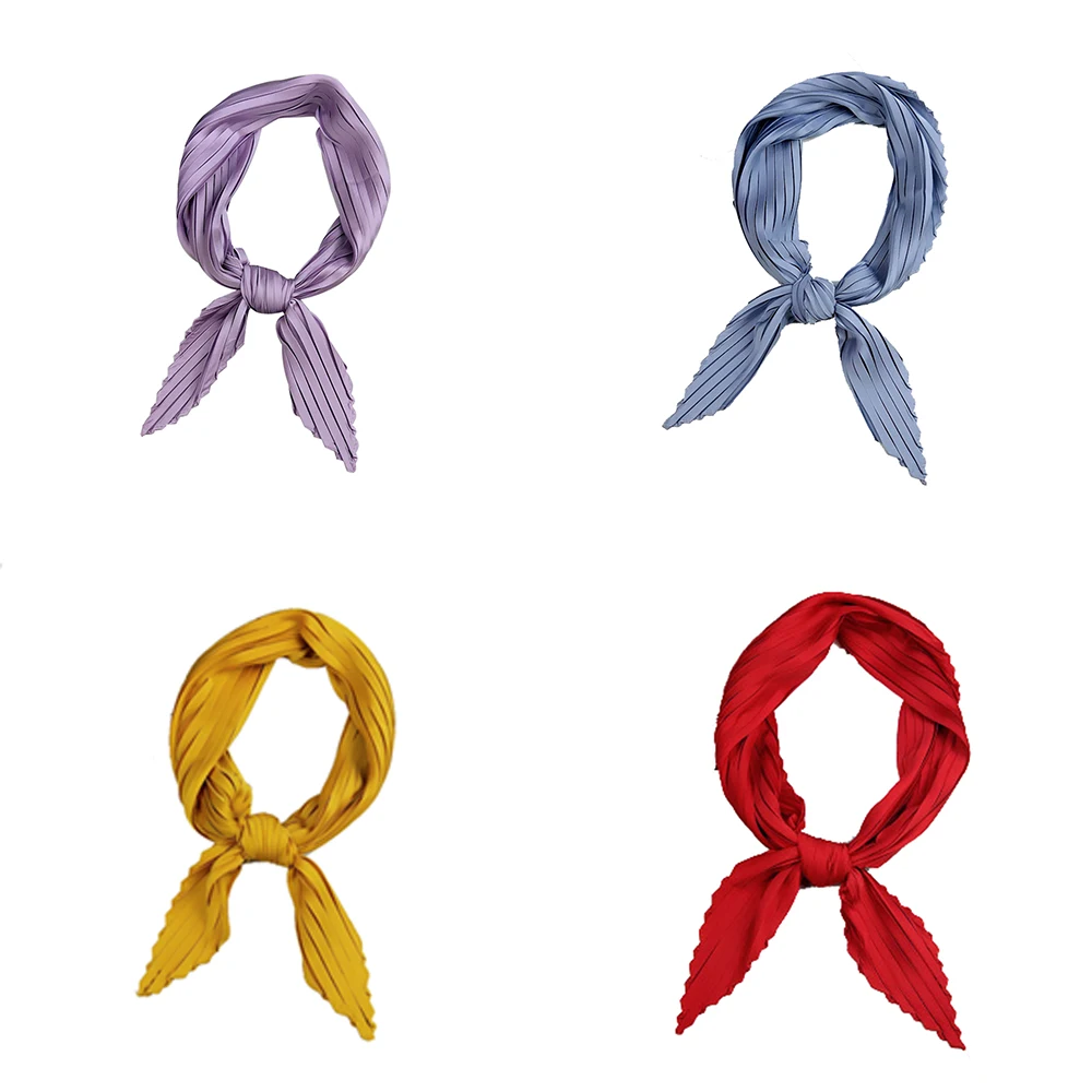 Сплошной цвет плиссированный квадратный шарф весна и осень четыре сезона