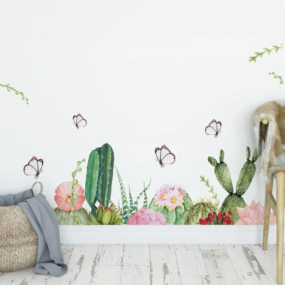 

Plant Cactus Self Adhesive Wall Sticker Skirting Line Background Decal Decor