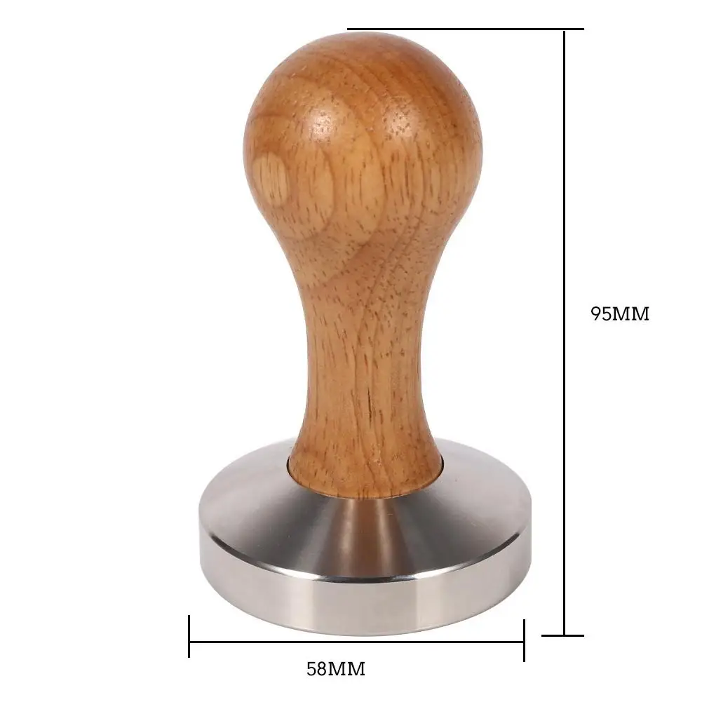 

Wooden Handle Stainless Steel Espresso Coffee Tamper Press Tool with Flat Base Coffeeware Kitchen Accessories