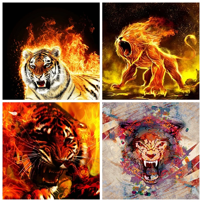 5D алмазная живопись животные вышивка крестиком круглая Алмазная мозаика