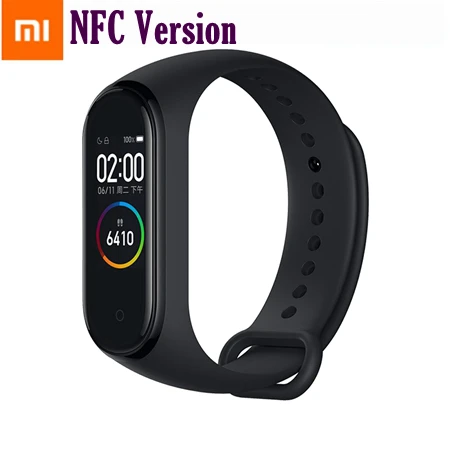 NFC version Xiaomi mi Band 4 умный Браслет глобальная версия AMOLED сенсорный экран 5ATM плавание mi ng водонепроницаемый спортивный браслет пульсометр - Цвет: NFC version