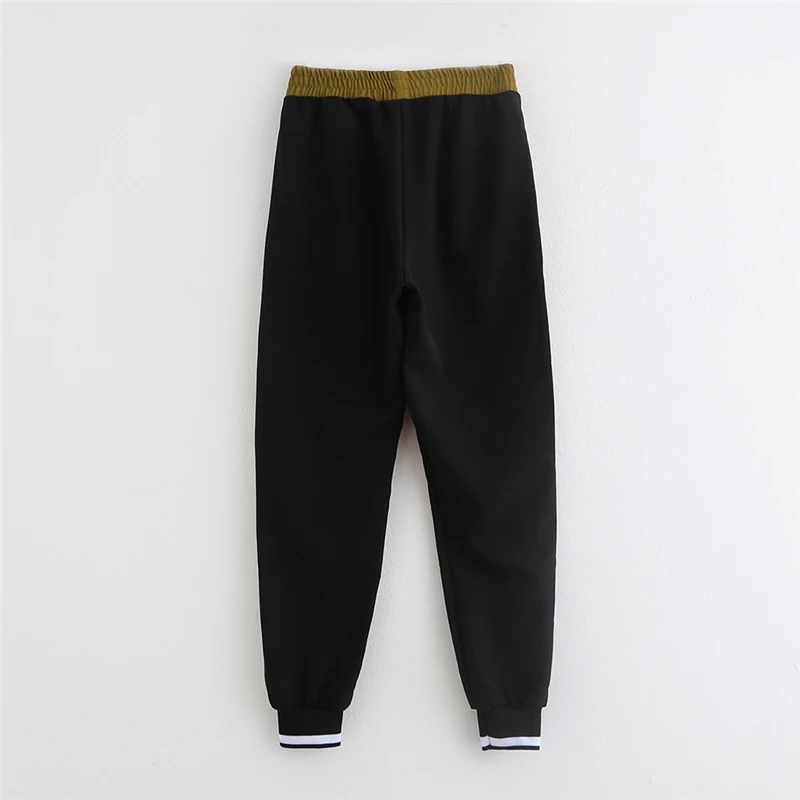 Женский комплект коричневый черный контрастный цвет бейсбольный Бомбер пуловер