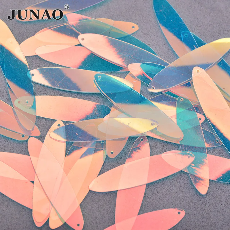 JUNAO 10x40 мм прозрачный AB большой швейный блестки ПВХ плоский Блестки Материал для скрапбукинга украшения одежды