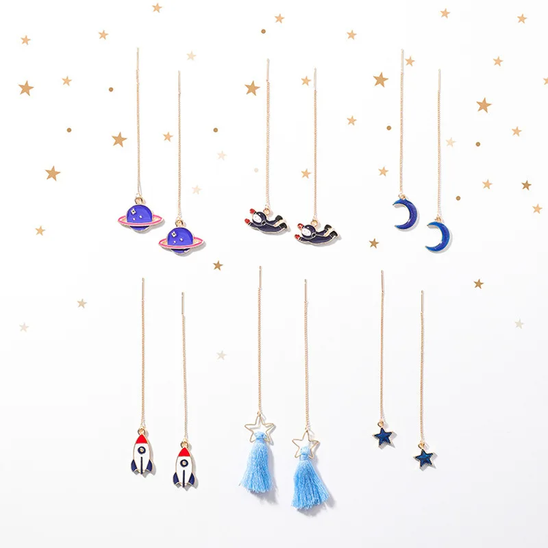 2018 корейские простые милые серьги в холодном стиле для девочек Звезда Луна