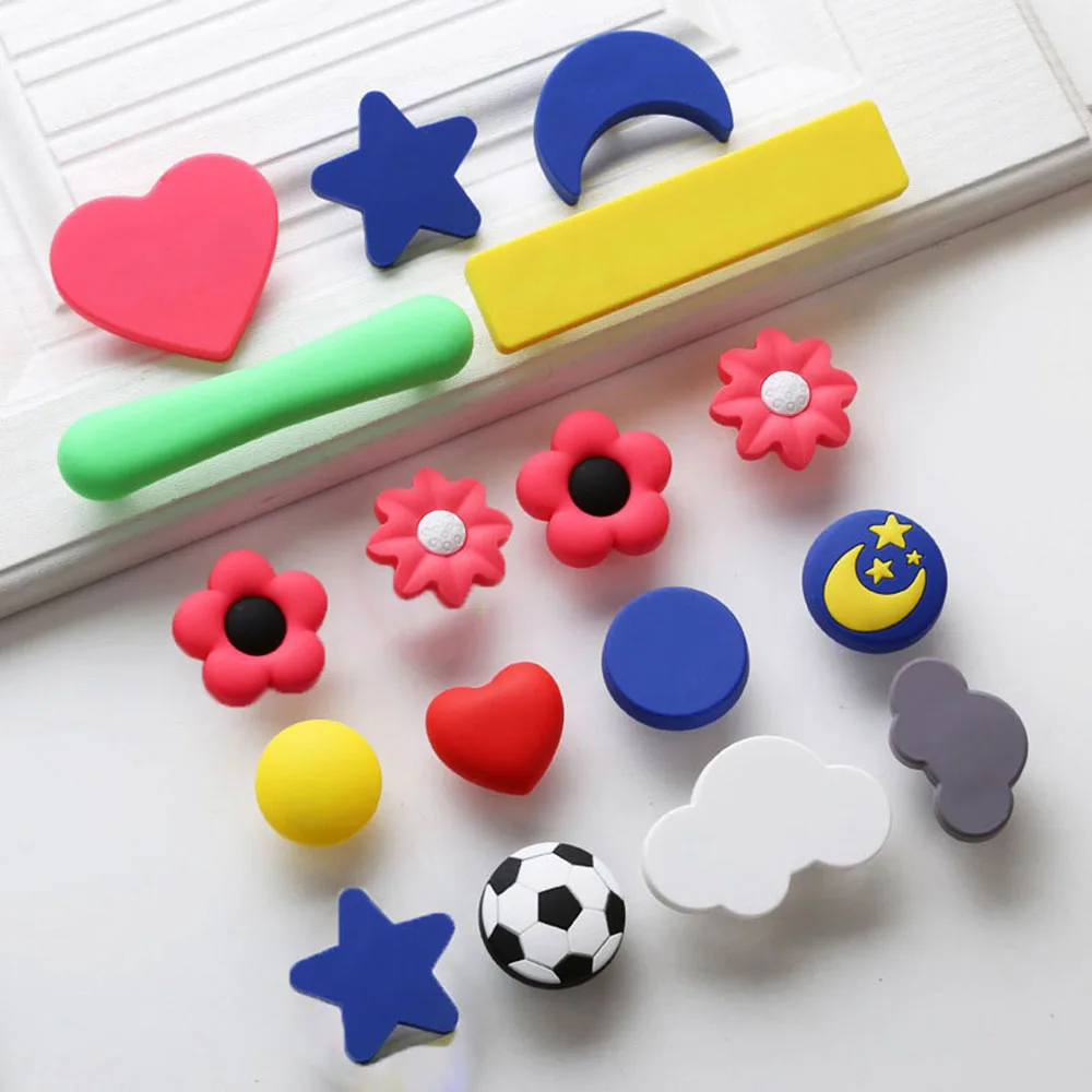 

Cartoon Multi-style Children Room Soft Glue Cabinet Knobs Handle Door Draw Moon Star Wardrobe Handle Cabinet Handles