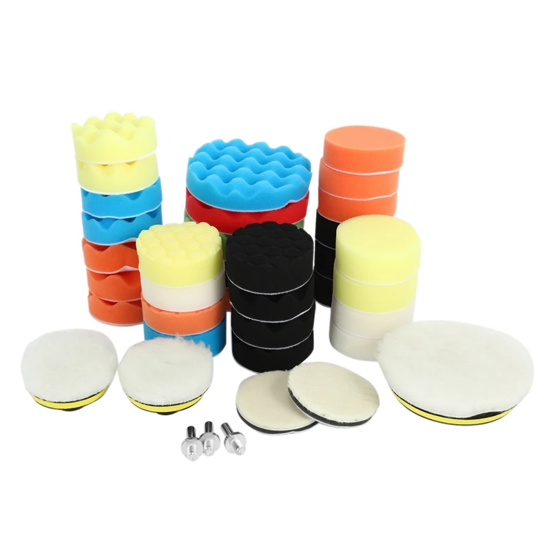 

NEW-40 Pcs Polishing Pad Kit 2 in 1 Car Foam Drill 7-5 inch & 31-3 inch Buffing Pads Car Care Polisher Waxing Polishing