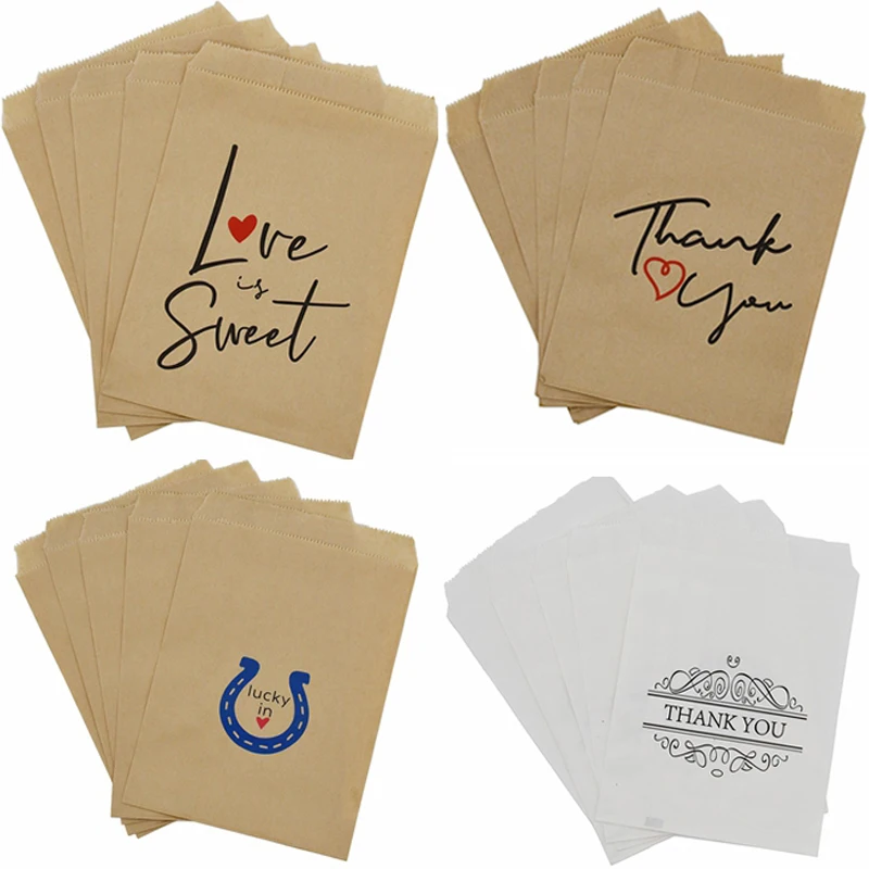5-30pcs Kraft Paper Red love letters Bags Candy Gift Food Packaging Postcard Bag Wedding Birthday Party Decoration Bags 13X18cm