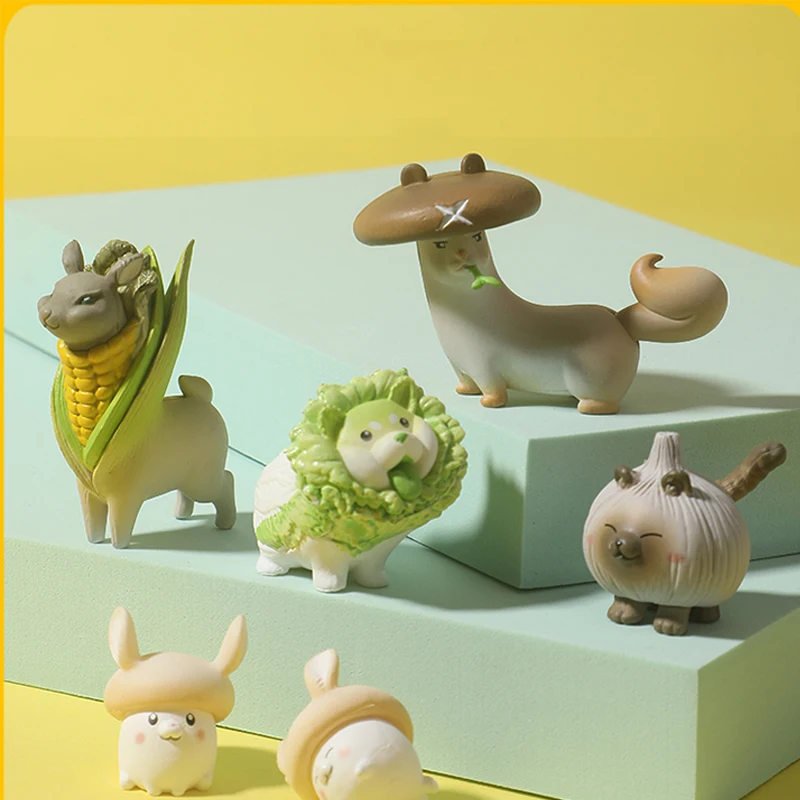 Caja de juguete de animales para regalo de cumplea&ntilde;os, figuras de animales de elfo, ciego, perro, gato, ciervo, h&aacute;mster, vis&oacute;n, sorpresa aleatoria, dibujos animados-0