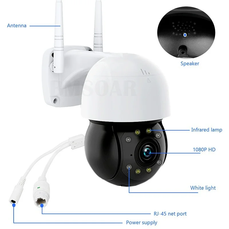 Купить 3MP HD Wifi Экшн-камера Tuya Smart Life PTZ Dome Outdoor Google Home Alexa Security IP CCTV Cam с автоматическим отслеживанием