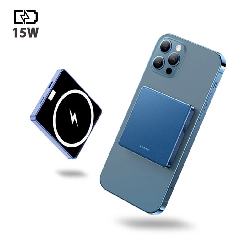 

10000 мАч портативный магнитный беспроводной внешний аккумулятор 15 Вт, быстрое зарядное устройство, внешняя батарея, Беспроводная зарядка, мо...