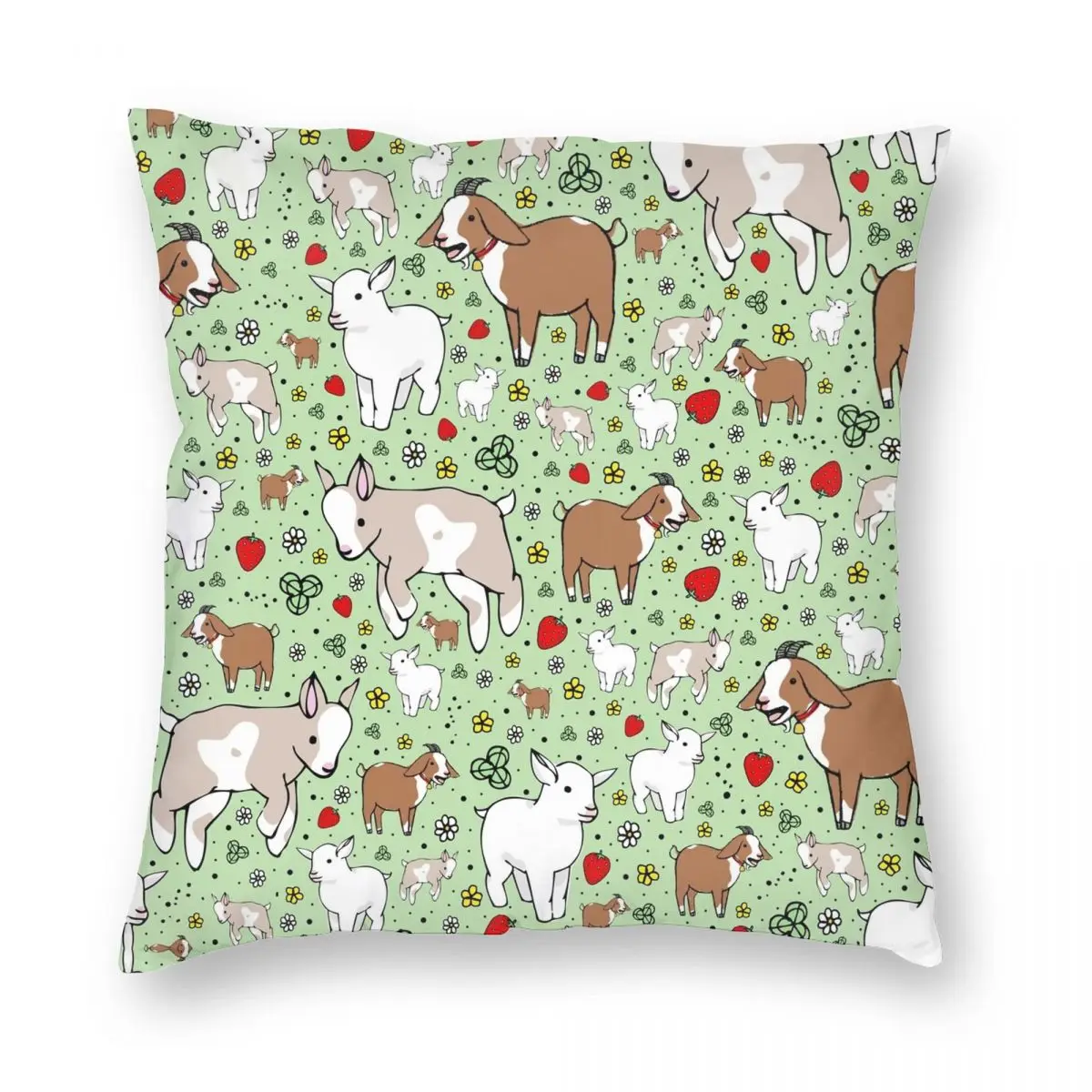 

Goats Square Pillowcase Polyester Linen Velvet Creative Zip Decor Pillow Case Sofa Seater Cushion Case