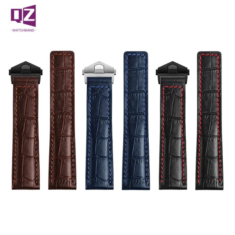 COW LEATHER Watch Strap 19mm 20mm 22mm watchband for tag heuer watches band Genuine leather bracelet fold buckle High quality
