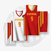 full sublimation basketball uniform for men sportwear spain letter printed team name logo sports training quickly dry tracksuits