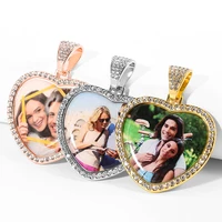 custom made photo heart medallions necklace pendant with 4mm tennis chain aaa cubic zircon mens hip hop jewelry gift