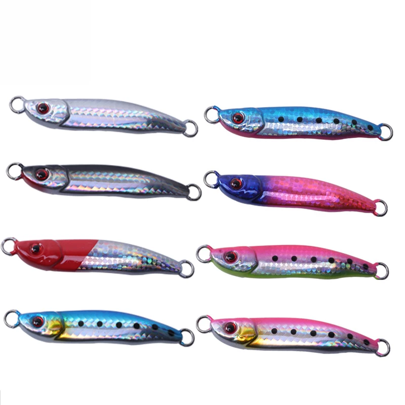 

Shore Casting Slow Sinking Metal Jig Fishing Lure Lead Fish Isca Artificial Pesca 8 Colors 20g 40g 60g 80g Spoon Sequin Wobbler