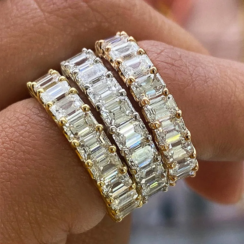 

JK Luxury Micro Paved Square Cubic Zirconia Promise Love Rings for Women Engagement Wedding Jewelry Hot Sale Drop Ship Ring