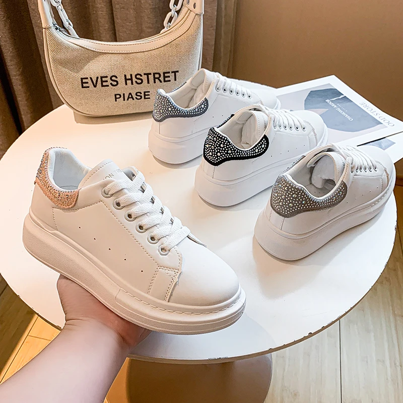 

Size 34-43 High Version Thick-soled White Shoes 41 Wholesale Lovers Trifle Increase 42 Trend Extra Large Women's Shoes 43