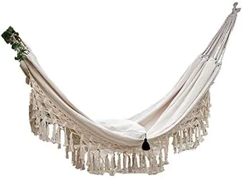 

Camping Hammock Tent 2 Person Hammock Canvas Outdoor Tassel Double Hammock 200/150cm With Thick Rope Storage Bag Camping Tools