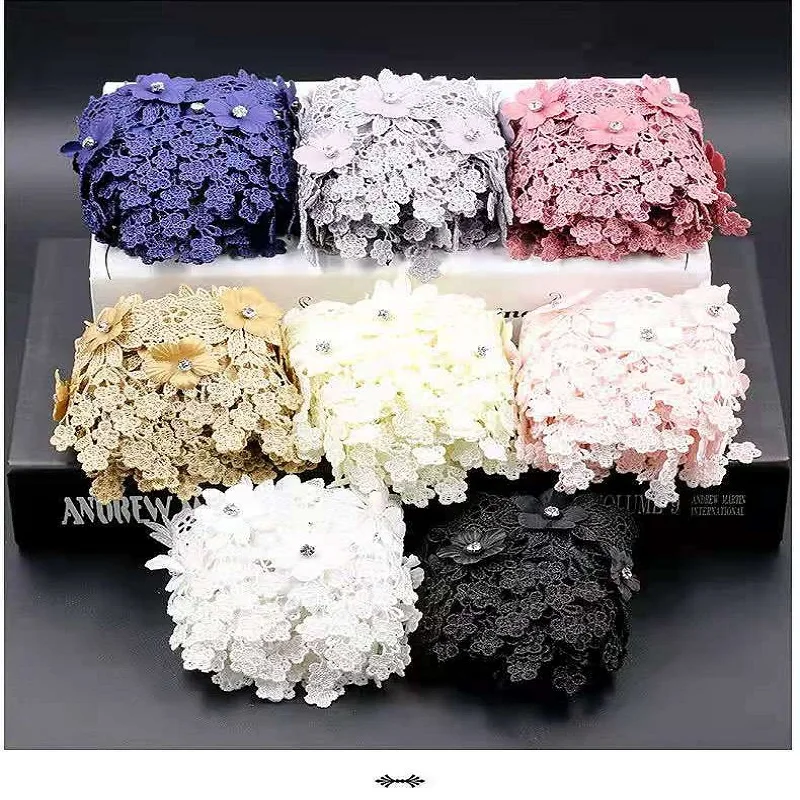 

Бесплатная доставка, 9 см широкие цветные кружева с украшением для платья с бриллиантами, сделай сам, юбка-занавеска ручной работы и другие т...