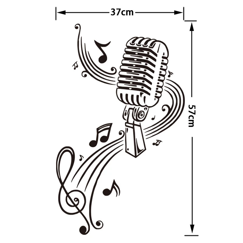 Промо-акция! Микрофон Музыка Примечание стены искусства музыкальный стикер для