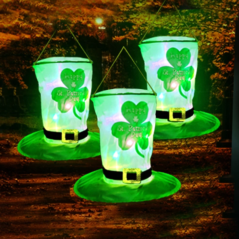 

Светящаяся гирлянда в виде шляпы на День Св. Патрика светодиодный Светодиодная лента с питанием от батарейки, украшение в Ирландию, для гост...