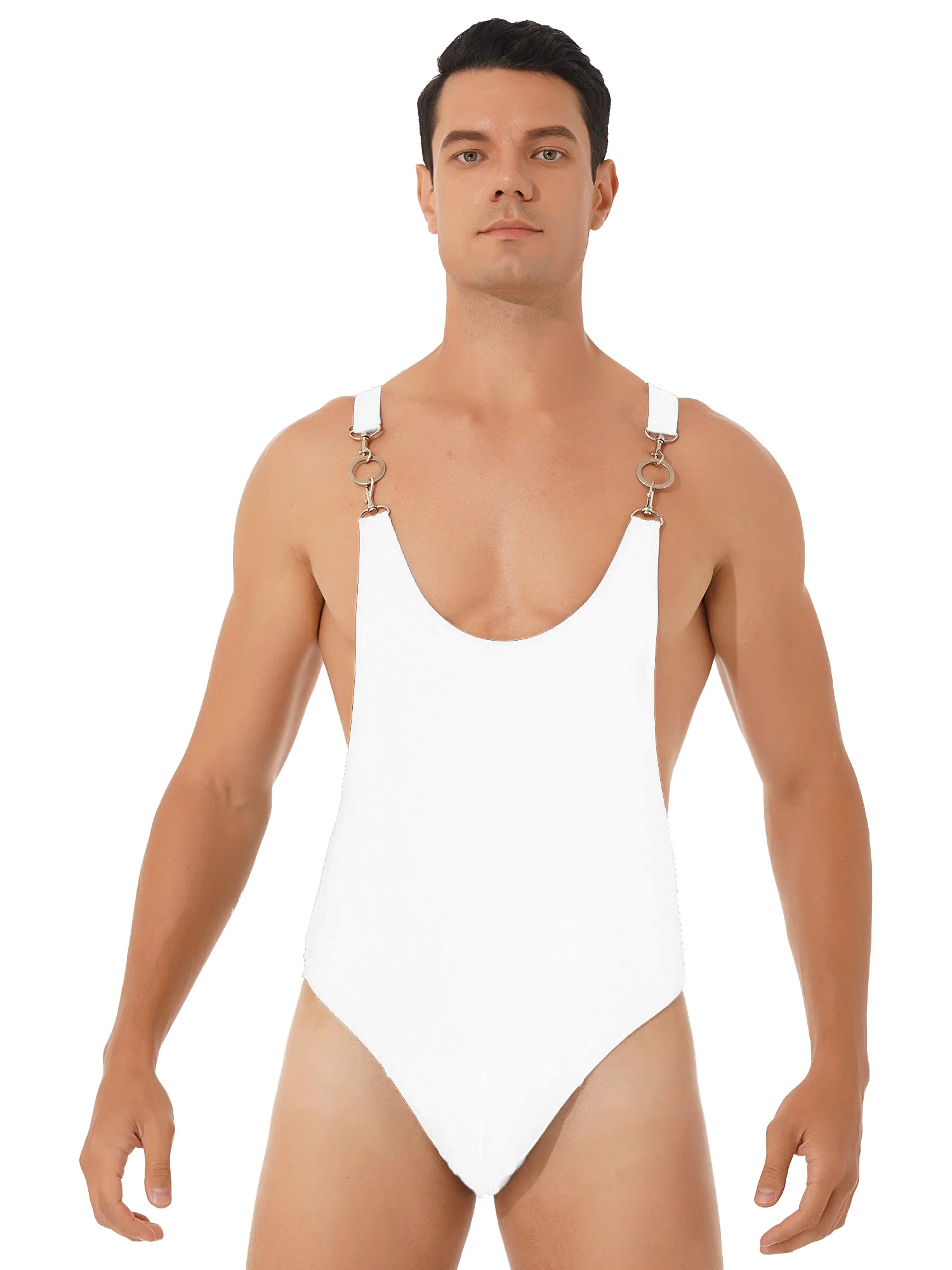 Мужской цельный костюм для борьбы боди с металлической пряжкой трико