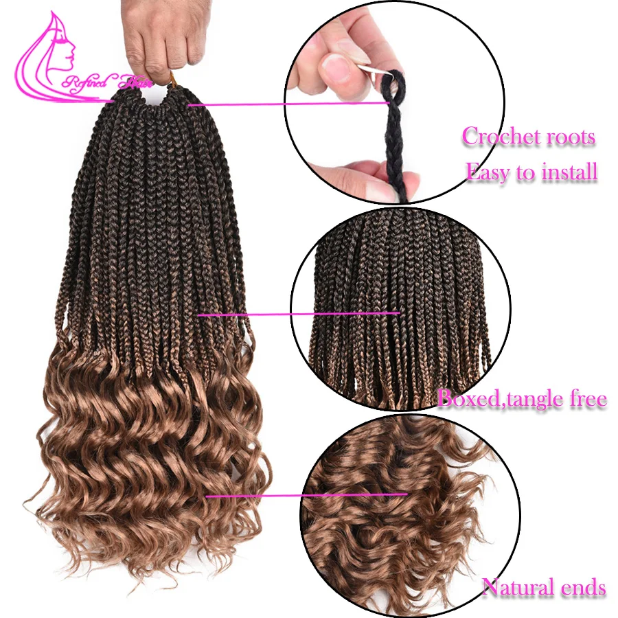 Утонченные 18 дюймовые косички для вязания крючком синтетические волосы с