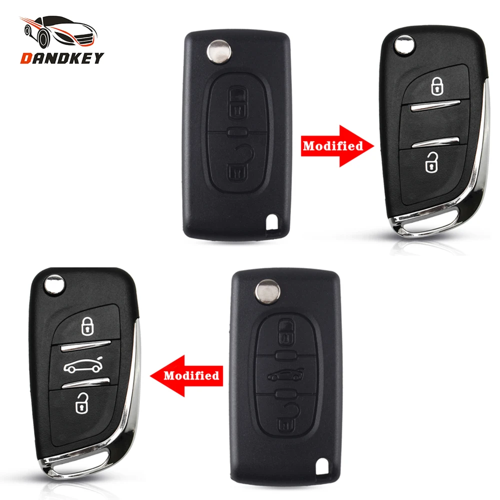 Измененный чехол для ключей Dandkey брелок Peugeot 107 207 307 307S 308 407 607 ключ входа Citroen 2/3
