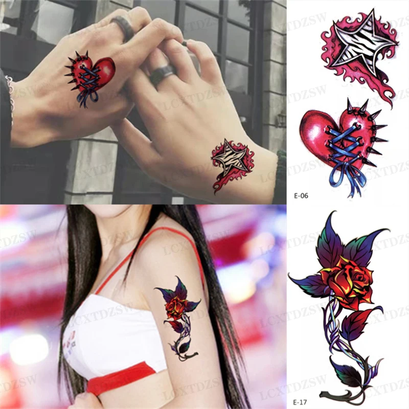 2Pcs Waterproof Temporary Tattoo Sticker Wolf Flash Tattoos Body Art Arm Skull Clown Fake Tatoo For Women Men Decorative Decals