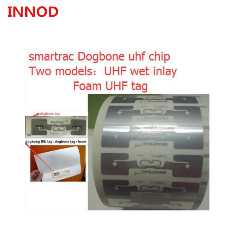 

free sample shipping 860-960mhz passive long range Smartrac uhf wet inlay Dogbone RFID tag with impinj monza 4D chip