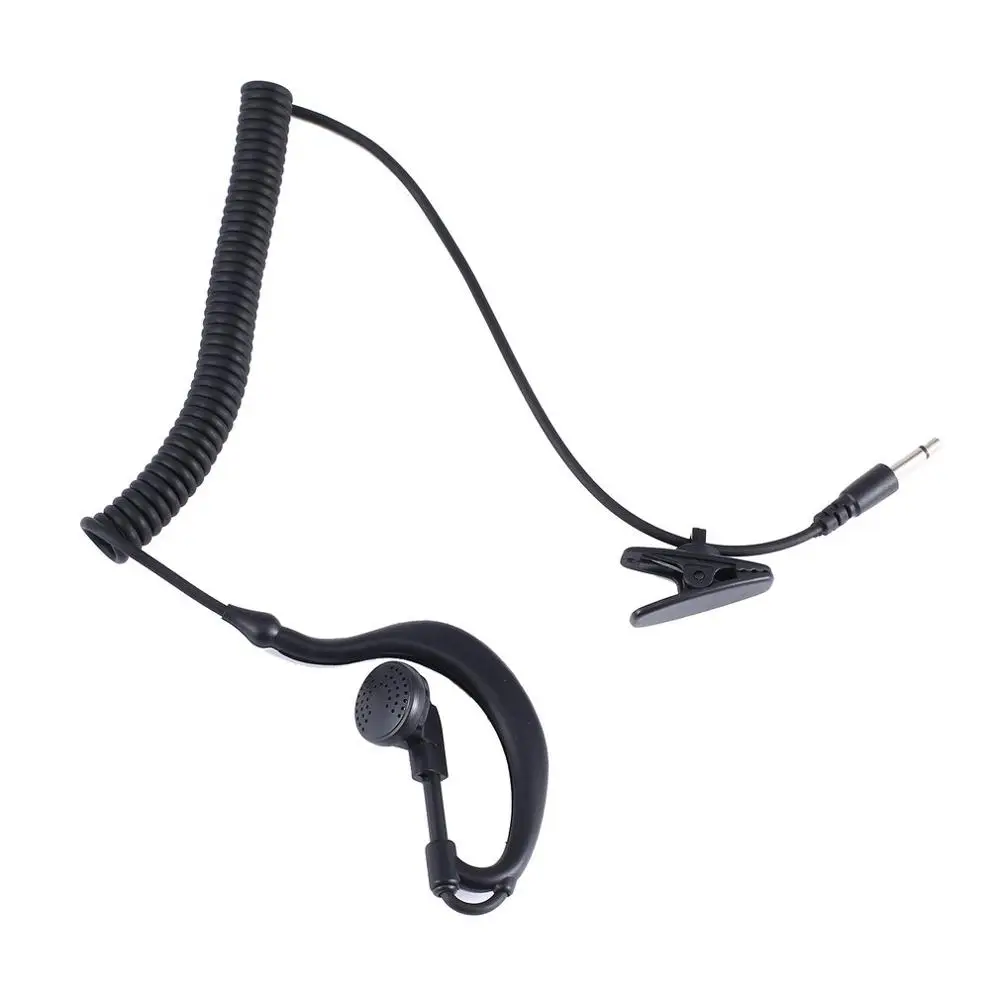 3 5 mm single earpiece ear hook earphone with spiral cable walkie talkie headset polices military earphone free global shipping