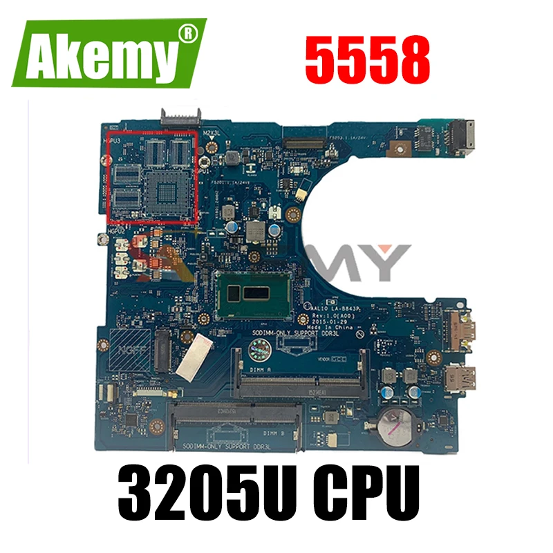 Оригинальная материнская плата для ноутбука DELL Inspiron 5558 Celeron 3205U CN 0M94D0 LA B843P SR215 DDR3