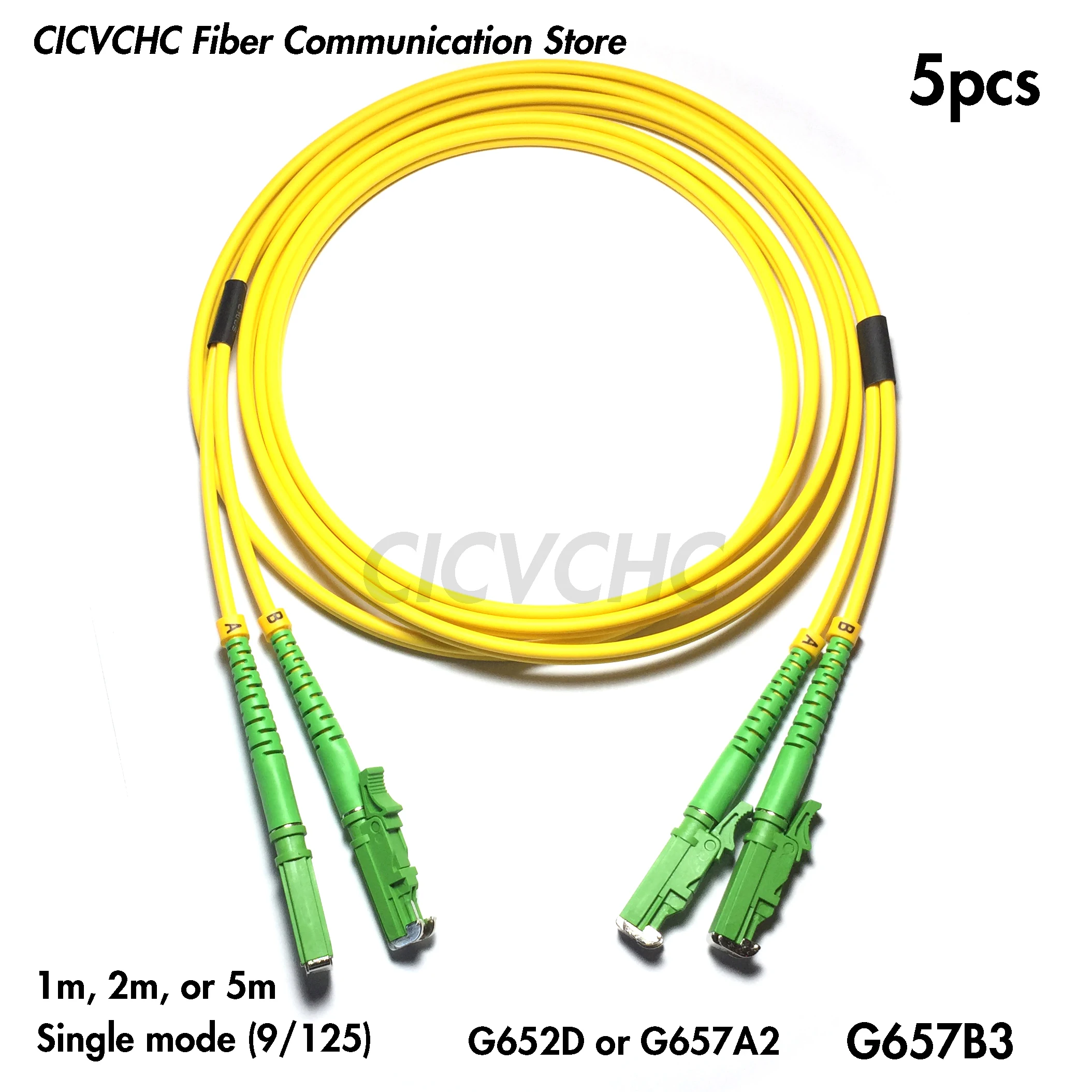 5pcs LSH/APC-LSH/APC(E2000) G652D G657A2-LSZH Duplex 3.0mm  1m, 2m, or 5m Optical Fiber Patchcord/Jumper