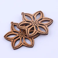 10pcs flower pattern wood cabochon charms for earrings jewerly making diy accesories