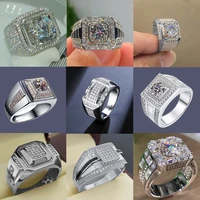 milangirl white zircon full crystal rings for women men hip hop engagement ring jewelry size 5 12