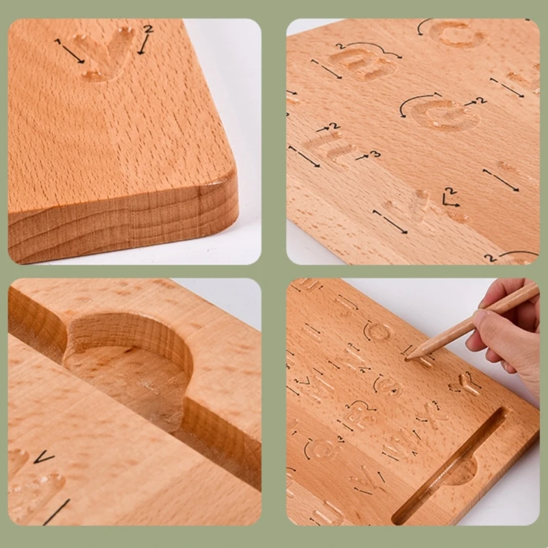 

D7WF Wooden Tracing Board for Preschool Kids Handwriting Board Equipped with a Pencil Practice Tool Repeatedly Practice