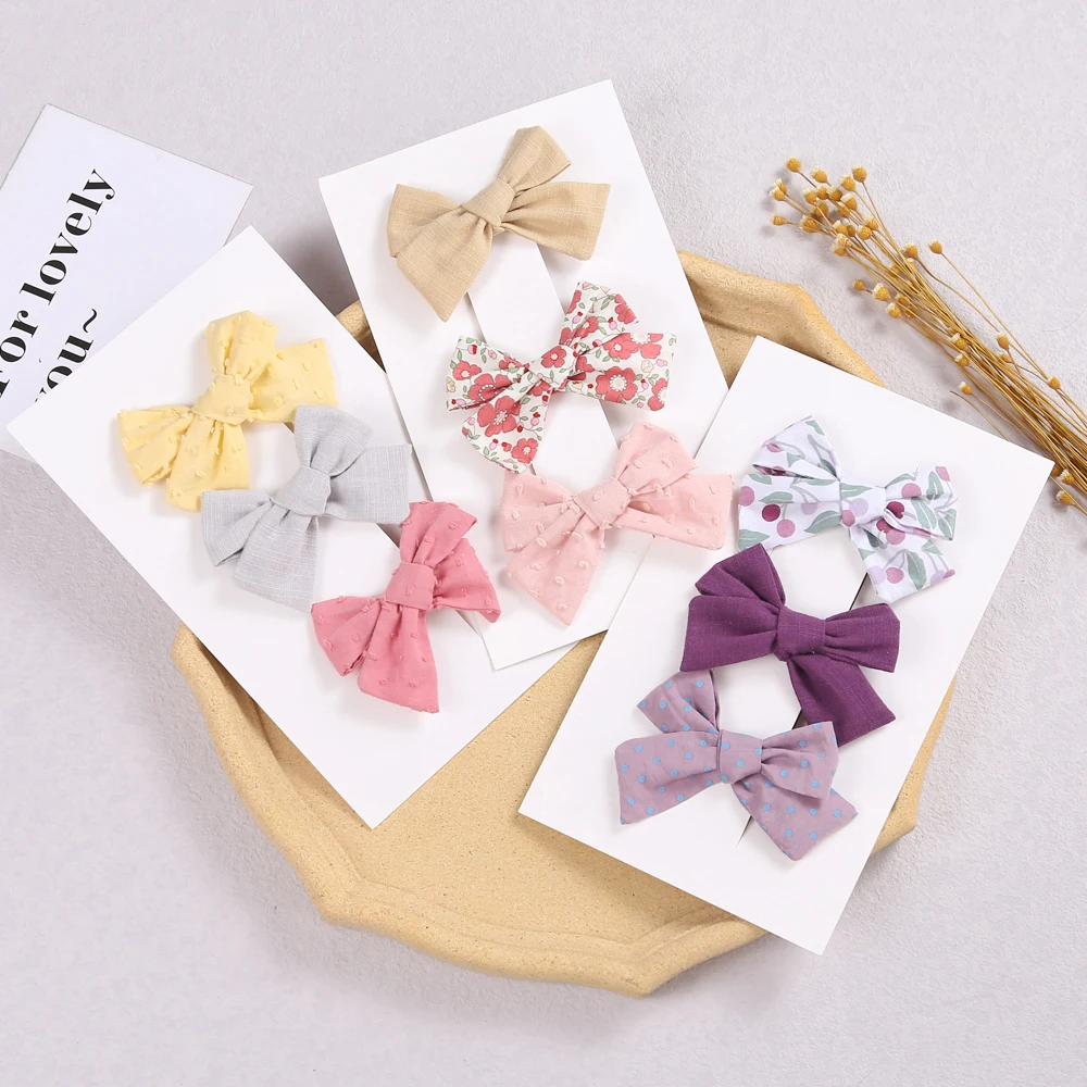 

3pcs/set Printed Baby Girl Hair Clips for Newborn Solid Color Bowknot Women Hair Grips Bow BB Barrettes Kids Hair Accessories